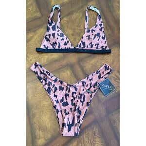 Zaful Black And Brown‎ Animal Print Swimsuit Size US 6 NWT Lakelife Beach Vacay